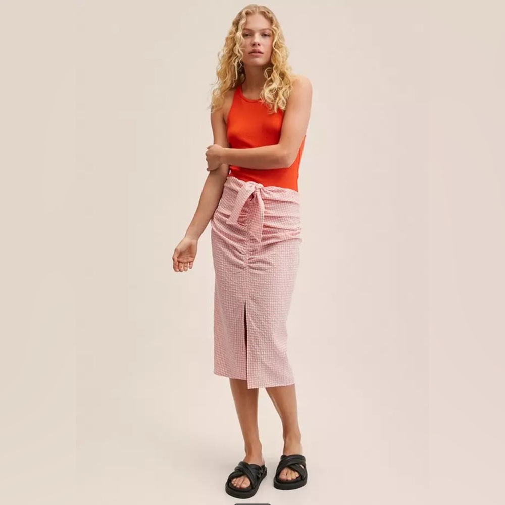 NWT,Mango Check Midi Skirt,size M